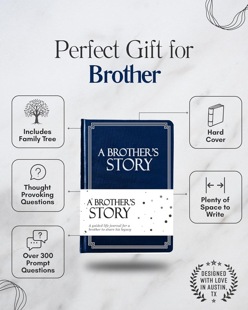 Coco & Lan Brother's Life Story Journal (Hardcover): A Meaningful Keepsake for Brother to Share His Journey & Memories, Book Includes 250+ Prompt Questions, Sentimental Gift for Father's Day, Birthday, Christmas - Image 2